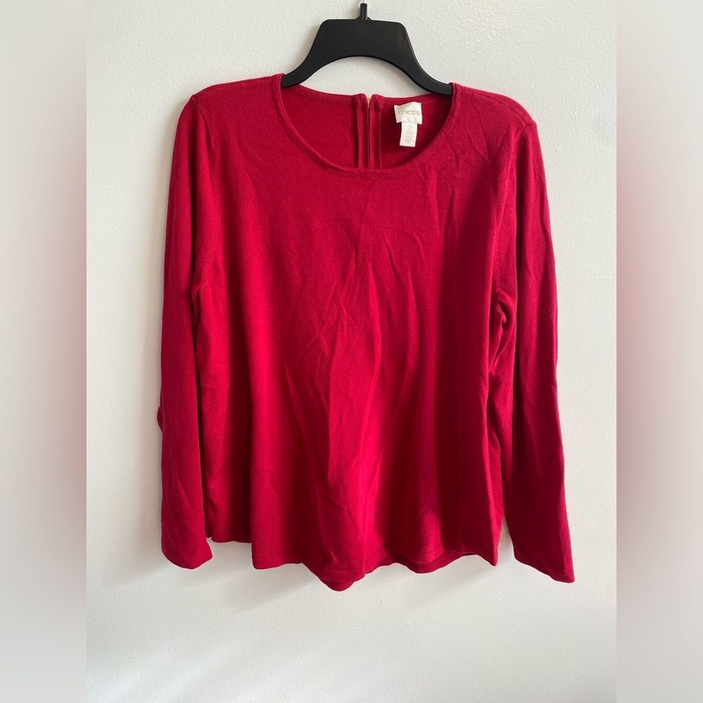 Chico’s Red Long Sleeve Blouse - Size Large